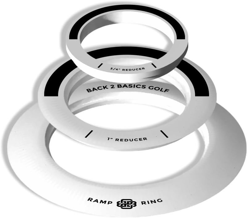 BACK 2 BASICS GOLF Putting Rings 3-Piece Set, Golf Tool for Putting Practice Indoor and Outdoor, Ramp Ring & Hole Reducers for Precision Training, Accuracy Drills at Home, Office & Backyard Setups - Image 1